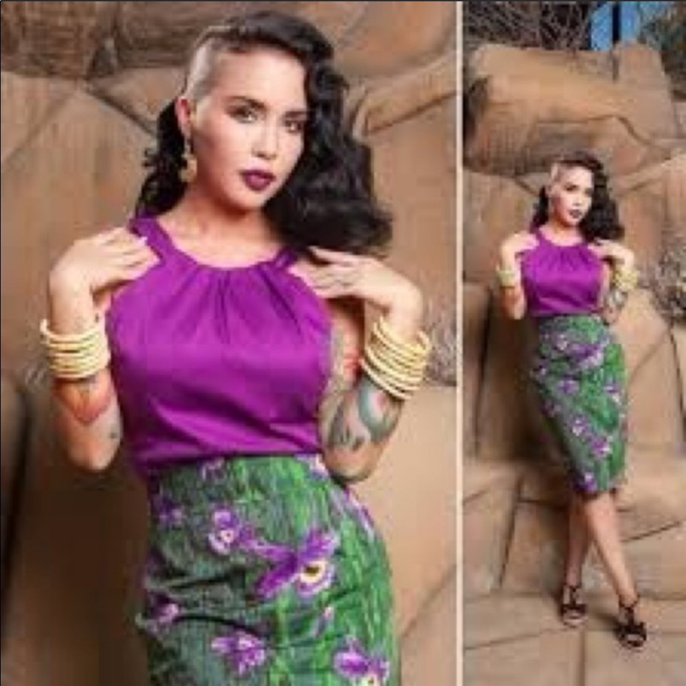 Pinup girl tiki iris skirt 4x Laura Byrnes